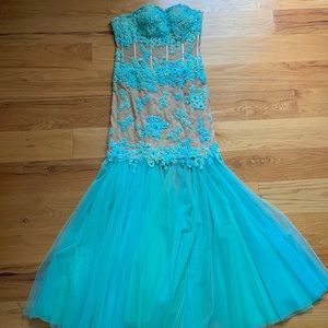 Sherri Hill prom dress, strapless, multi sequined